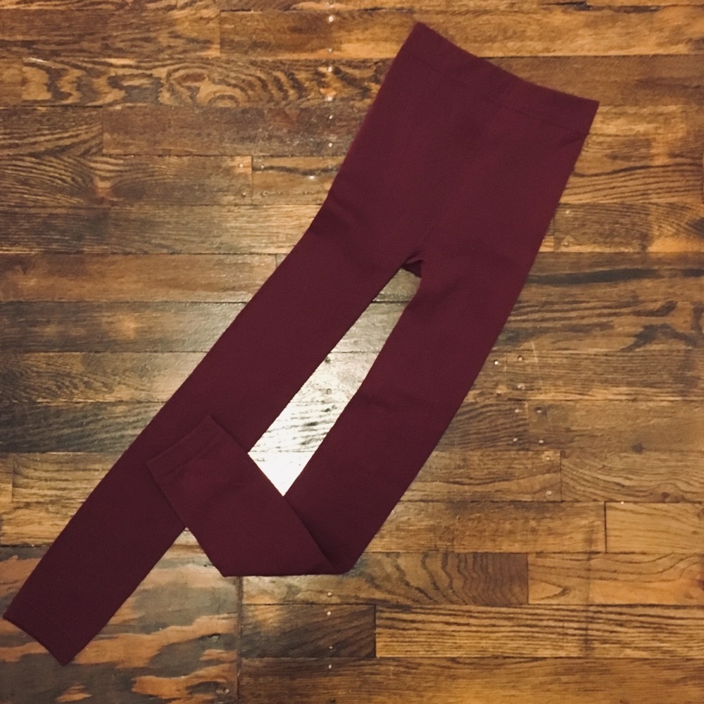 NWOT Fleece Lined Burgundy Leggings